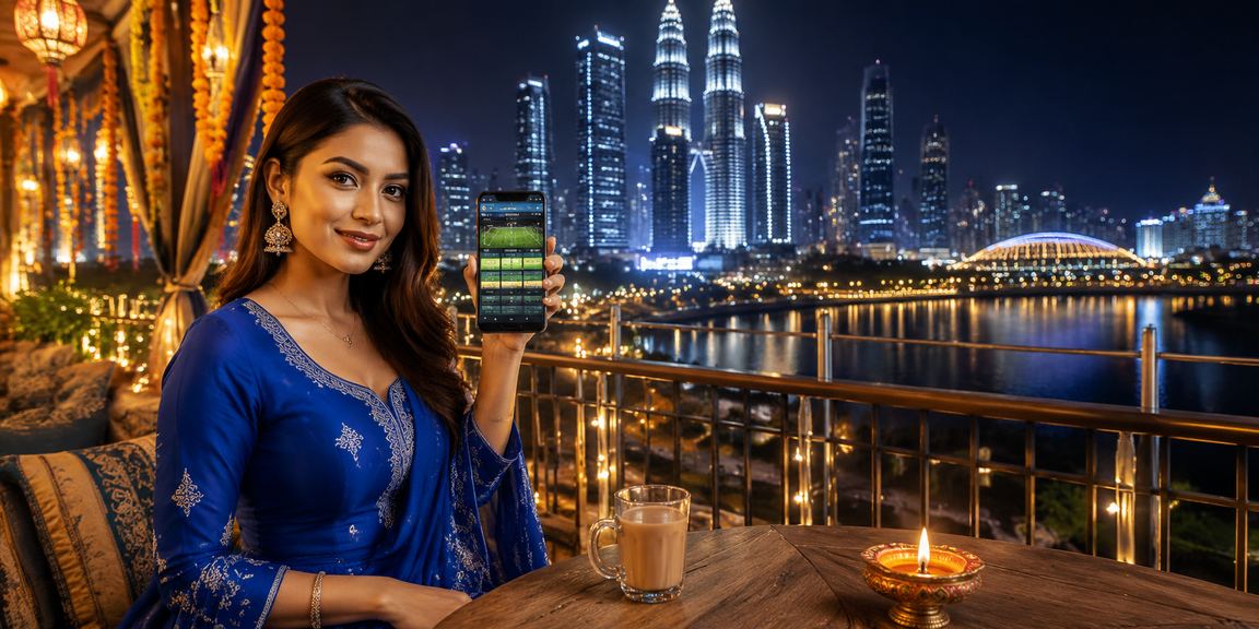 Pengguna Kuala Lumpur menggunakan aplikasi kasino mudah alih 153 dengan berpakaian baju kurung